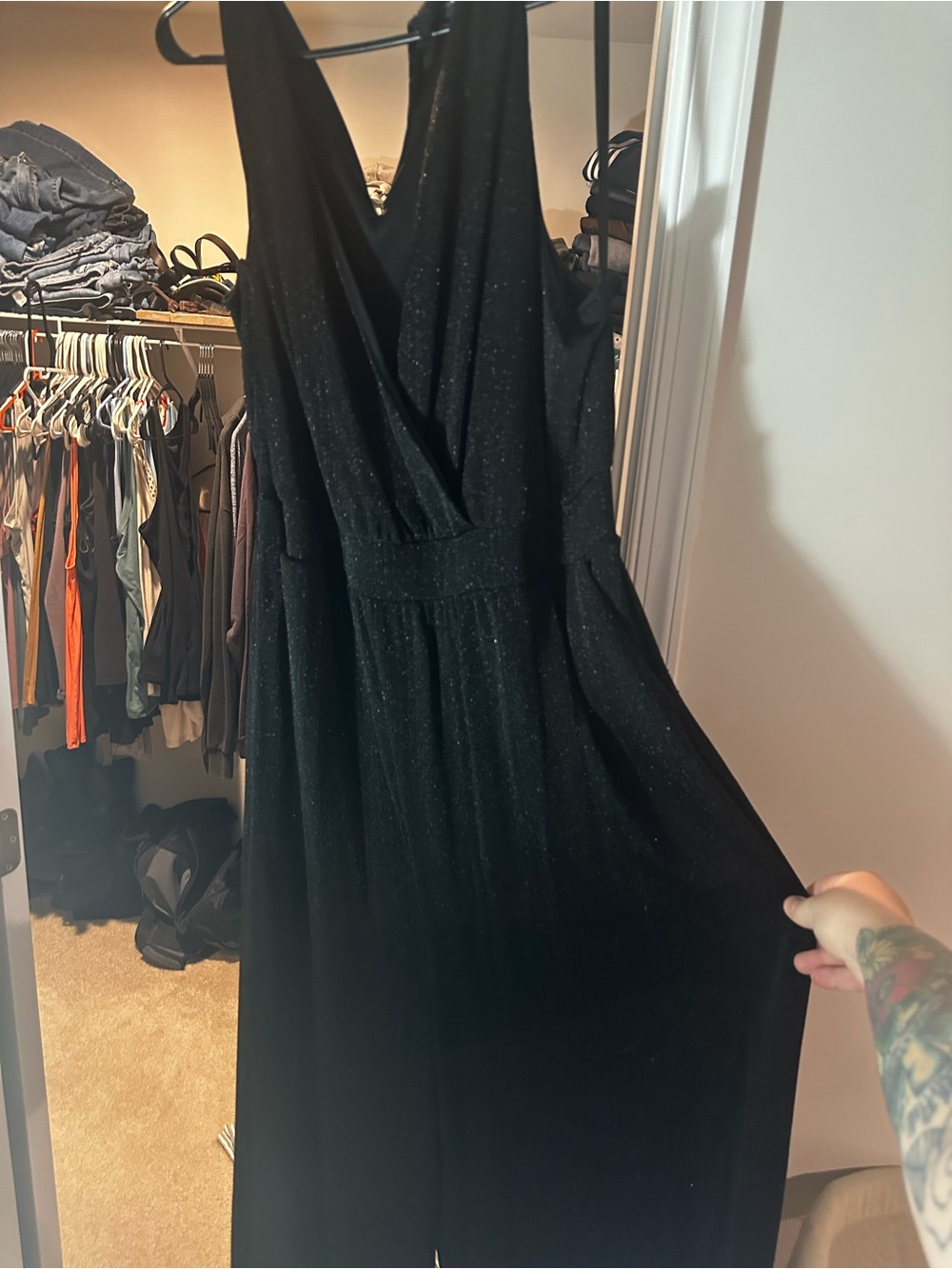 torrid Black Sparkle Jumpsuit with V-Neck